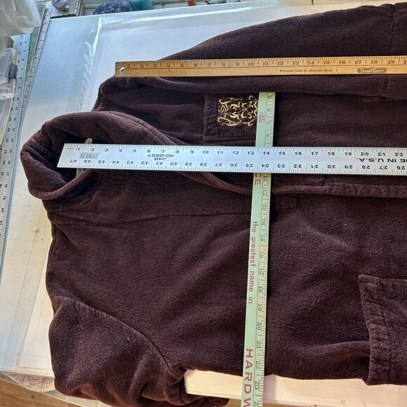 Unisex Brown Terrycloth Robe Pockets Belt Large Charter Club Gold Emblem Vtg - Picture 5 of 12